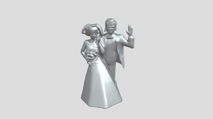 animated bride and groom 3D Model