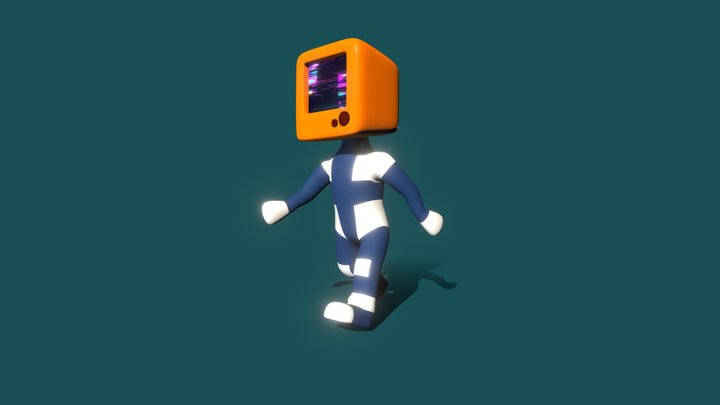 Glitch-head :Walk cycle Animation 3D Model