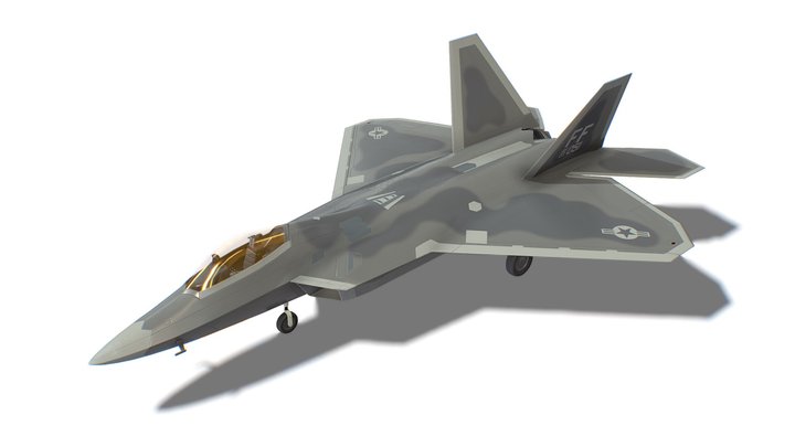 F-22 Raptor Jet Fighter Aircraft 3D Model