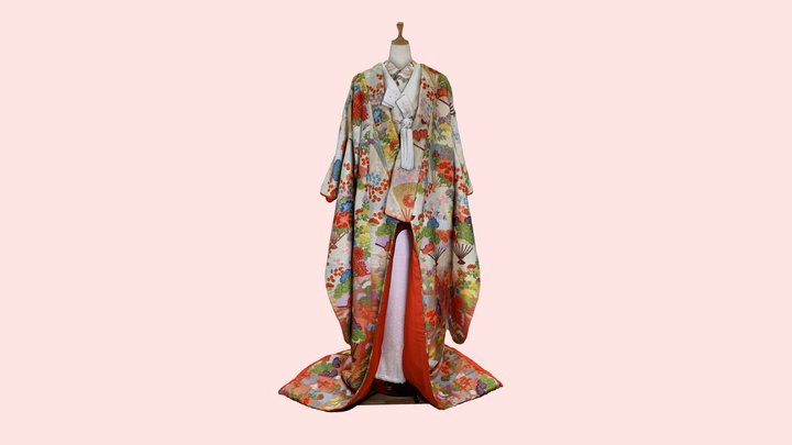 Irouchikake Traditional Wedding Kimono Japan 3D Model