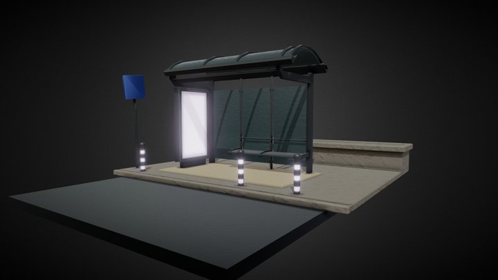 Bus Stop Diorama 3D Model