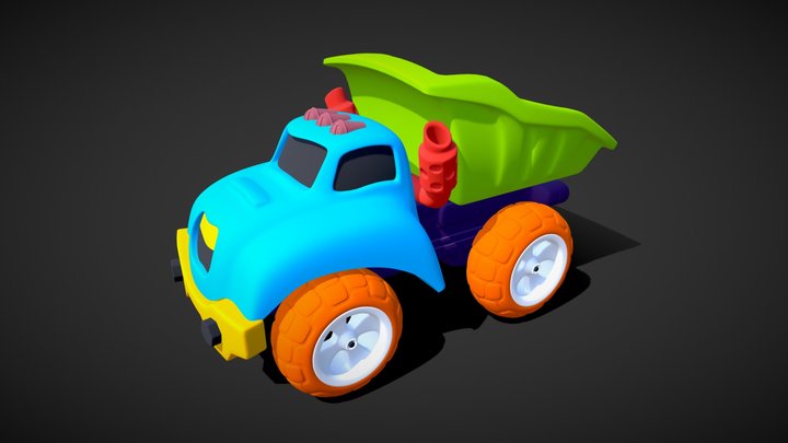 Kids Toy Truck - Mid - High Poly Toon Toy Model 3D Model