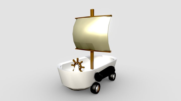 Pirate Ship Bathtub Car 3D Model