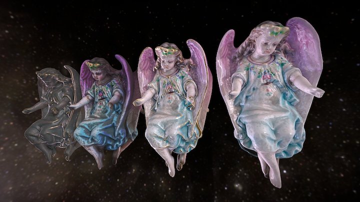 Angel with pink wings in space 3D Model