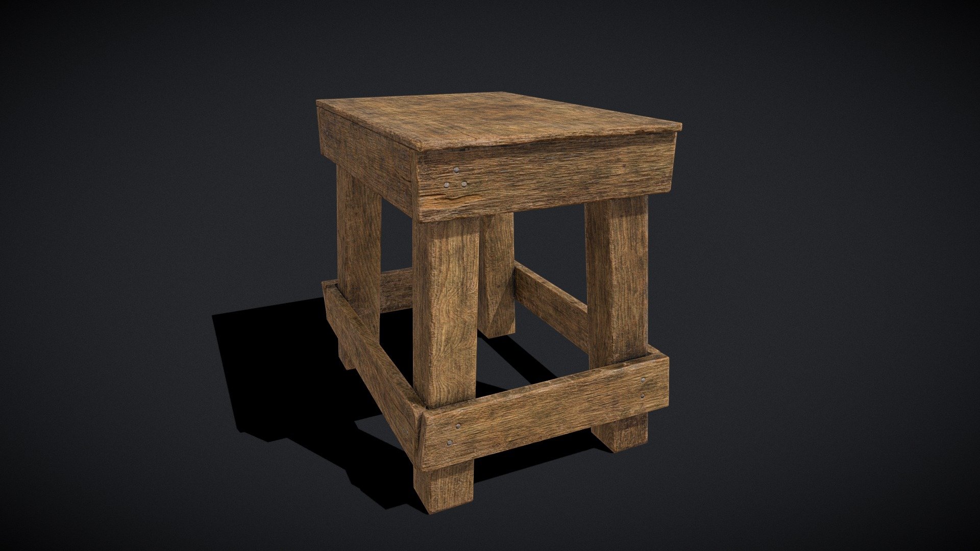 Old Rustic Workshop Stool - Buy Royalty Free 3D model by ...