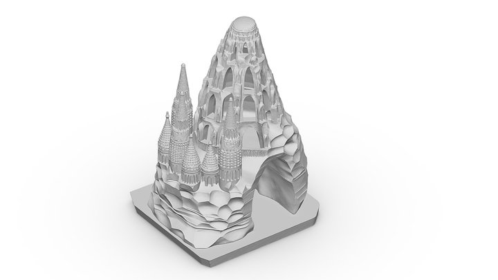Fantasy Cathedral on Rock Base