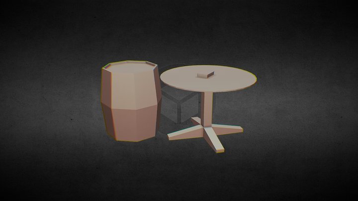 Mapeamento Mesa, Livro E Barril 3D Model