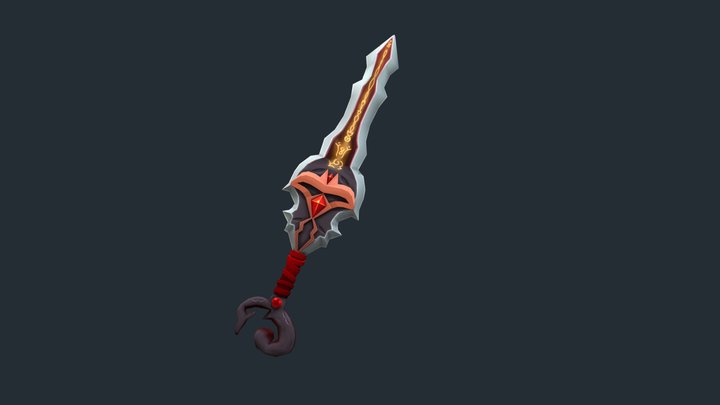 Handpainted Weapon - WOW Fantasy Style 3D Model