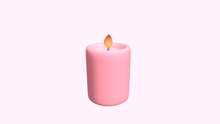 Low Poly Candle with Transparent Gradient Flame