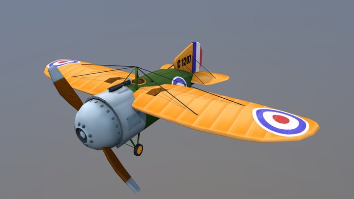 Stylized WW1 Plane- Bristol M.1c 3D Model