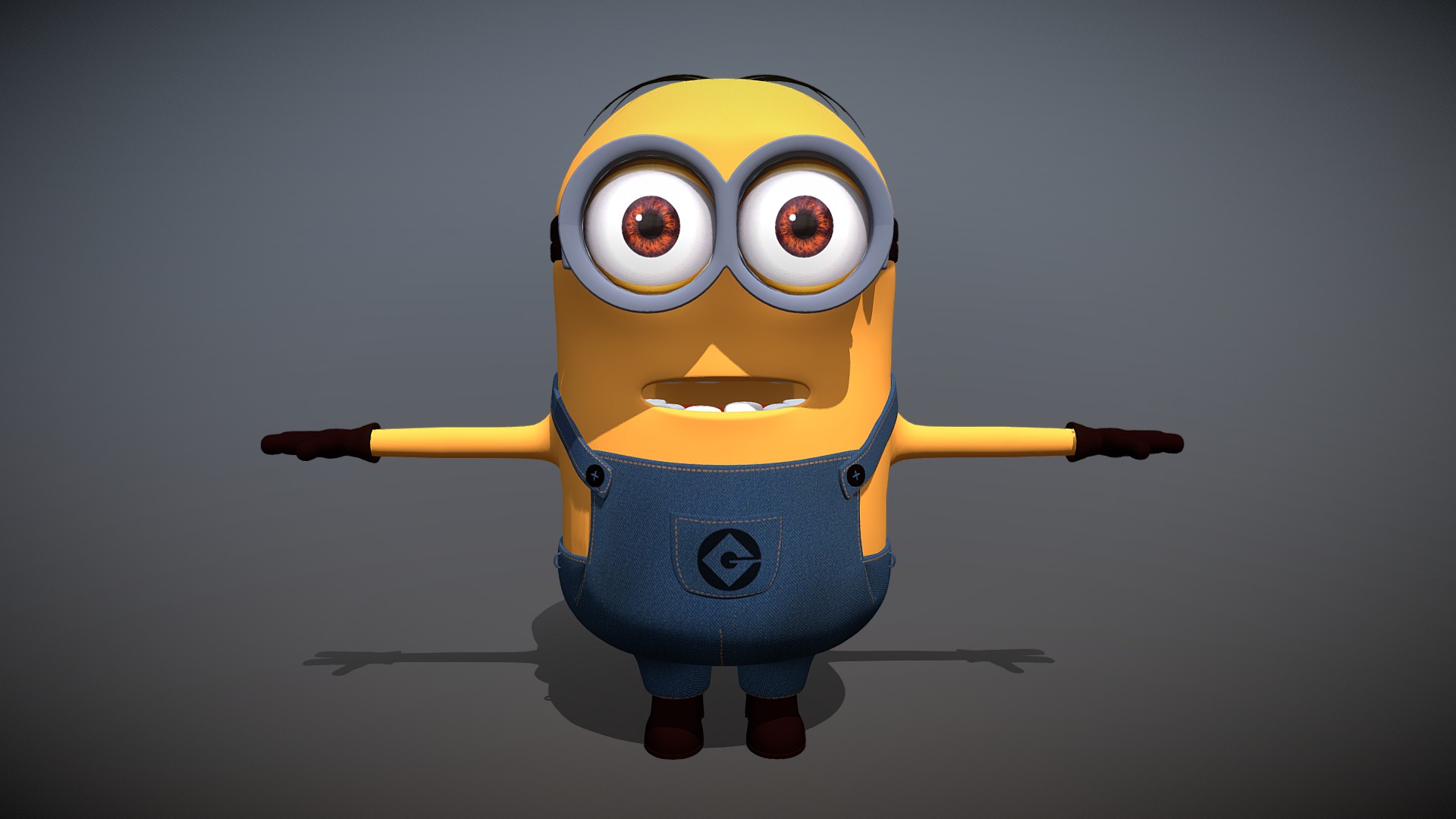 3D model Minions_01 - This is a 3D model of the Minions_01. The 3D model is about a toy figure with a yellow and blue body suit.