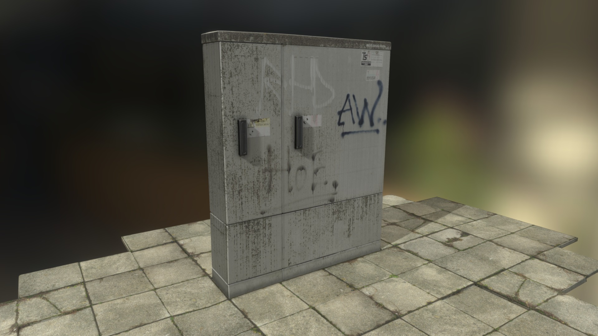 3D model Electric Box - This is a 3D model of the Electric Box. The 3D model is about a white box with writing on it.