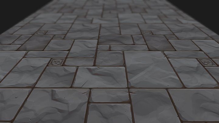 Stylized Tileable Stone Floor Texture 3D Model