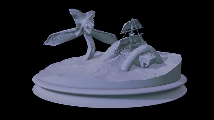 3D Print Ready Ocean Devil Statue 3D Model