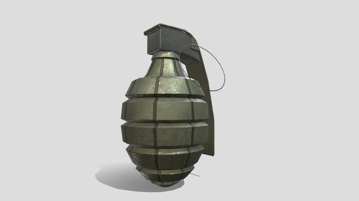 Low Poly Grenade. 3D Model