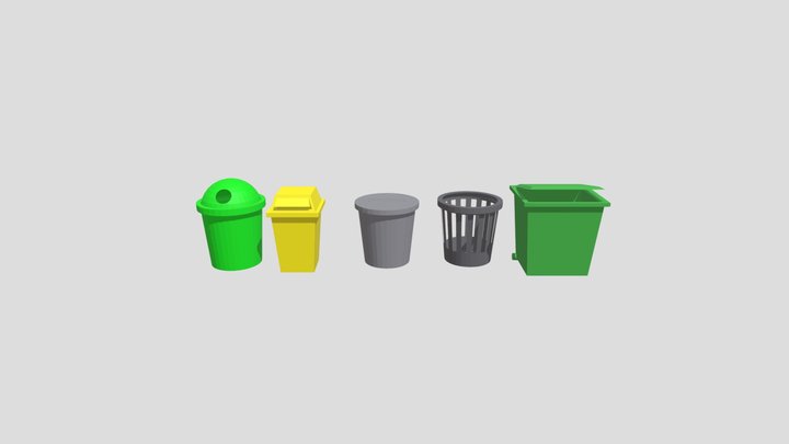 Low Poly Trash Bin Pack – 5 Models