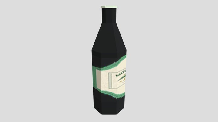 PSX style lowpoly beer bottle 3D Model