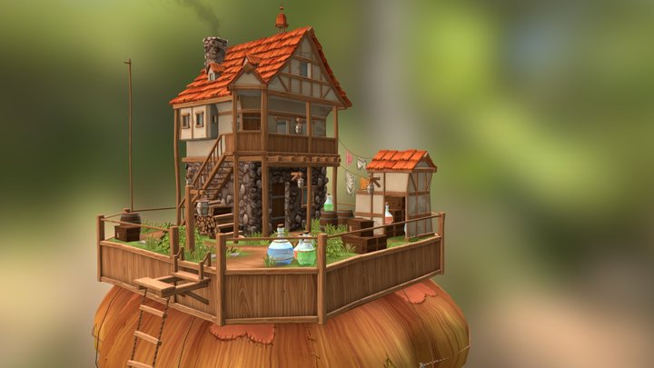 Floating Island of the Potion Brewer 3D Model
