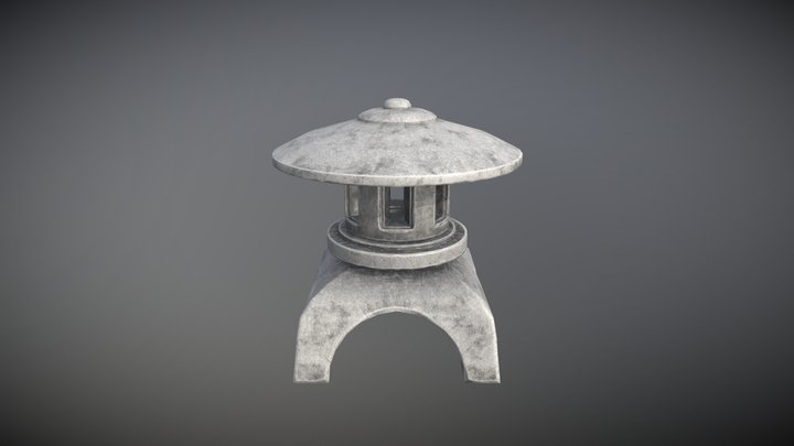 Japanese Stone Lantern 3D Model