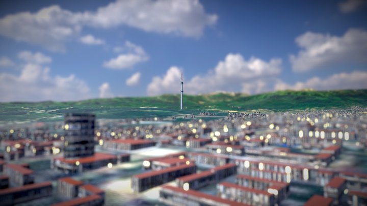 Almaty city terrain 3D Model