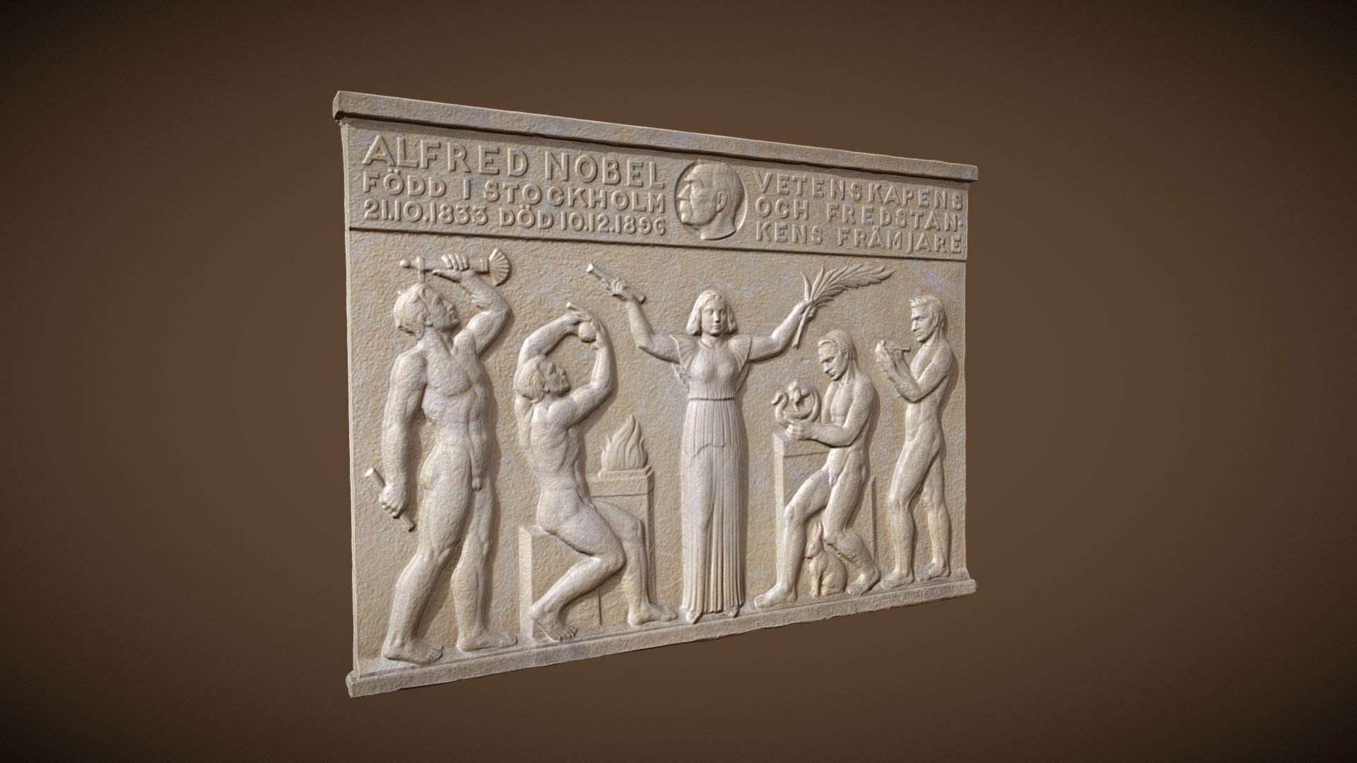 Nobel inscription at Stockholm's City hall — Sketchfab embed 3D viewer