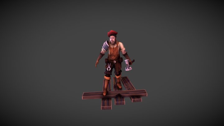 lowpoly blacksmith character 3D Model