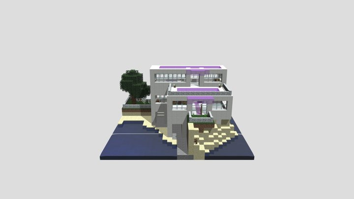 White And Purple Mansion 3D Model