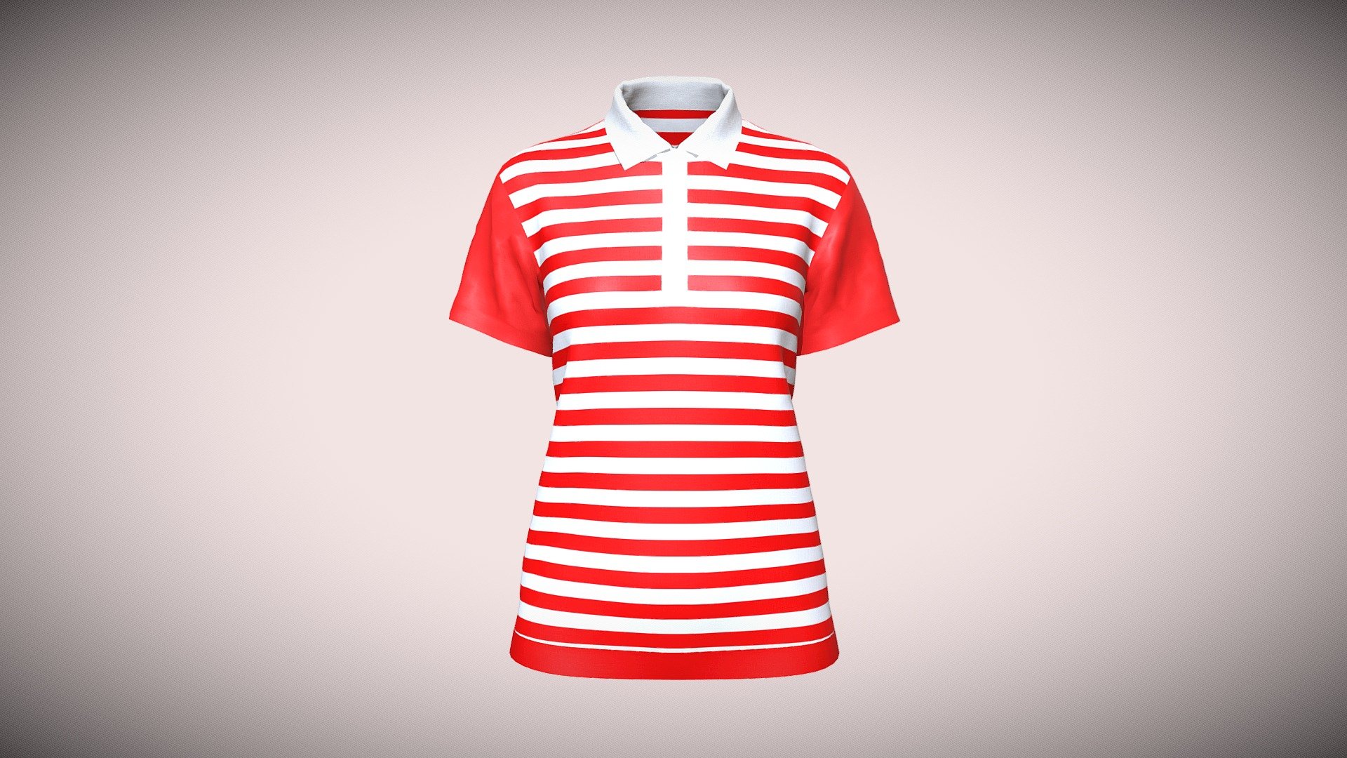 Ladies Red Striped Polo - Buy Royalty Free 3D model by Clothing Axis ...