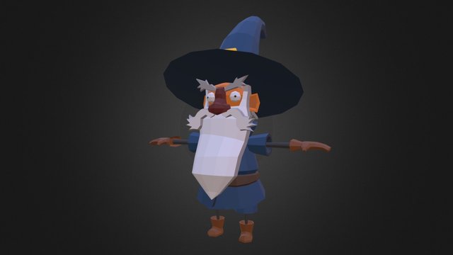 Lowpoly Wizard 3D Model