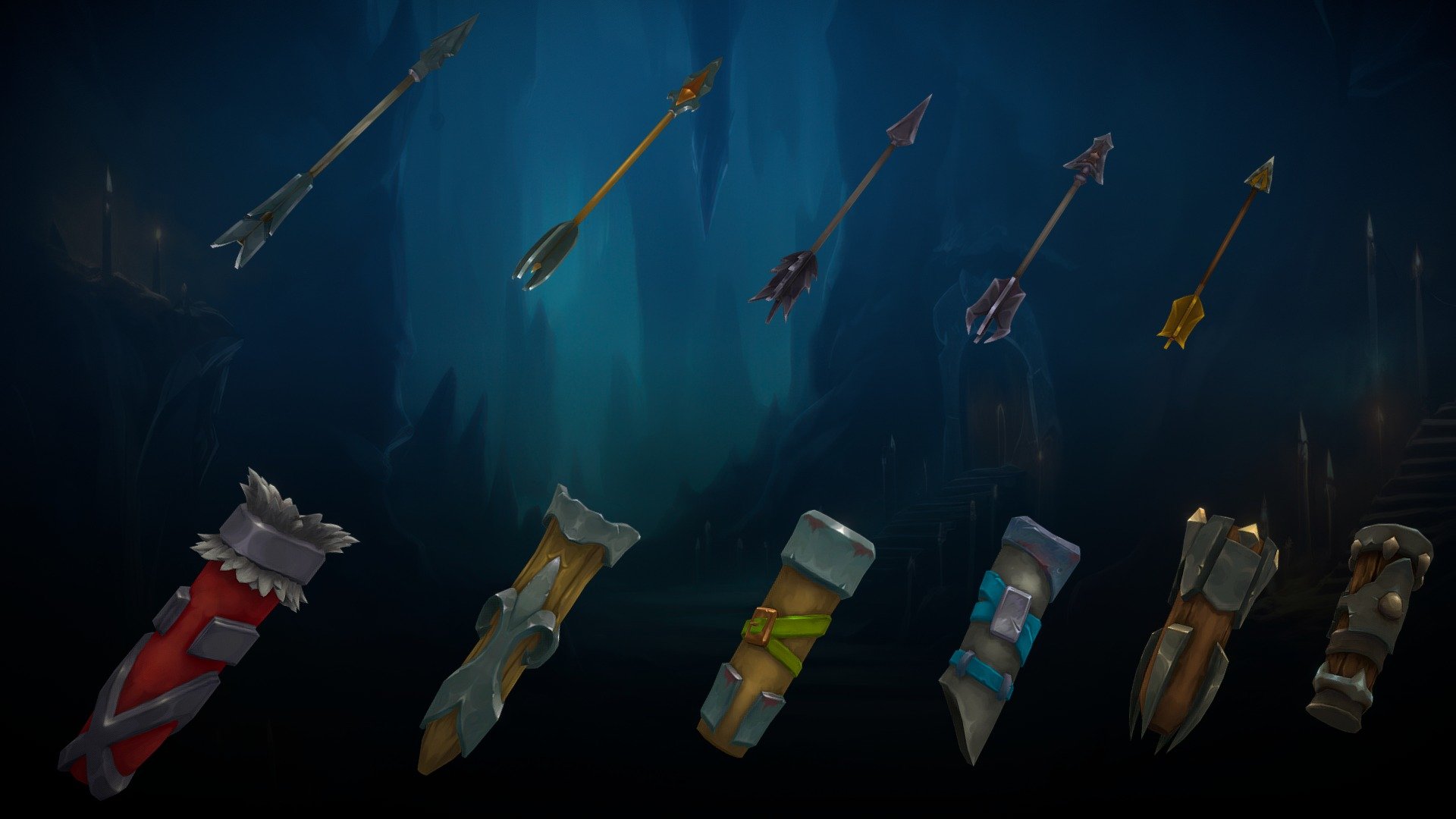 Stylized Fantasy Quivers & Arrows - 3D model by N-hance Studio
