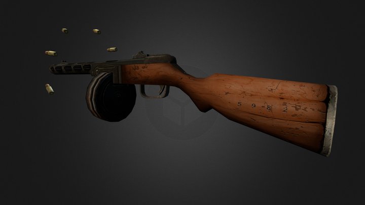 Handpainted LowPoly PPSH41 3D Model