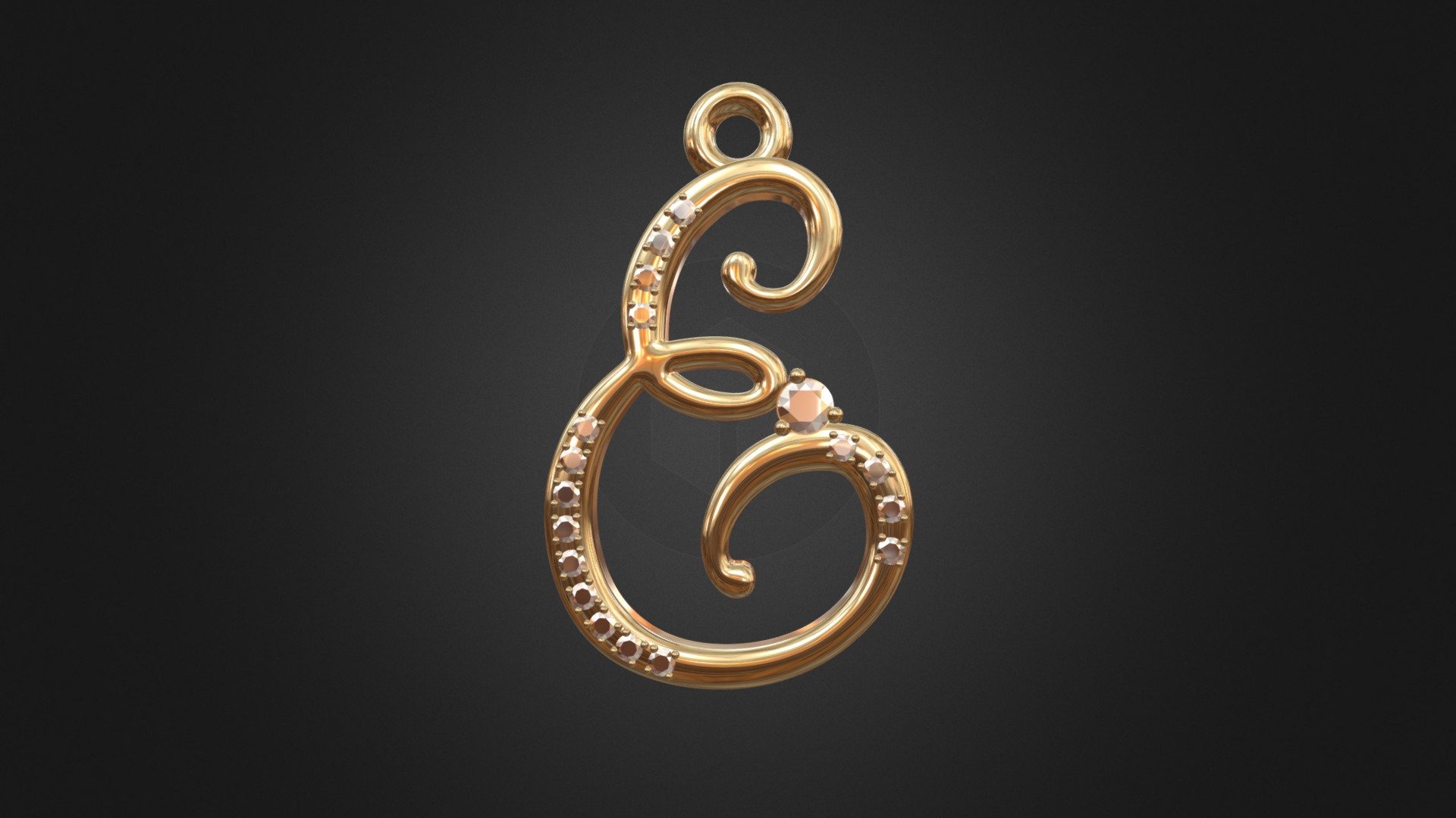 685 - Pendant Letter E - 3D model by Lizardsking [5572cb7] - Sketchfab