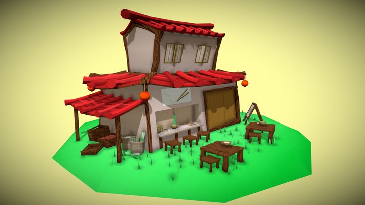 Ancient Chinese Noodle Shop 3D Model