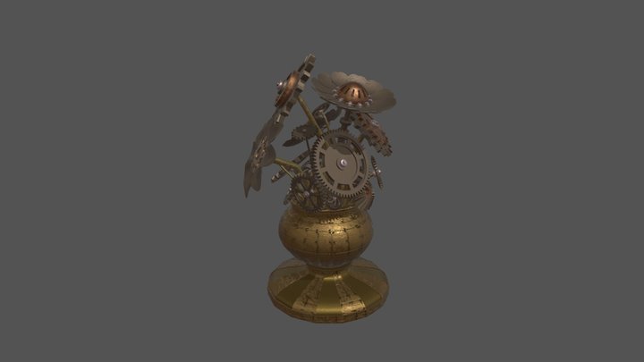 Steampunk Copper Bouquet(Gear-Powered Bloom) 3D Model