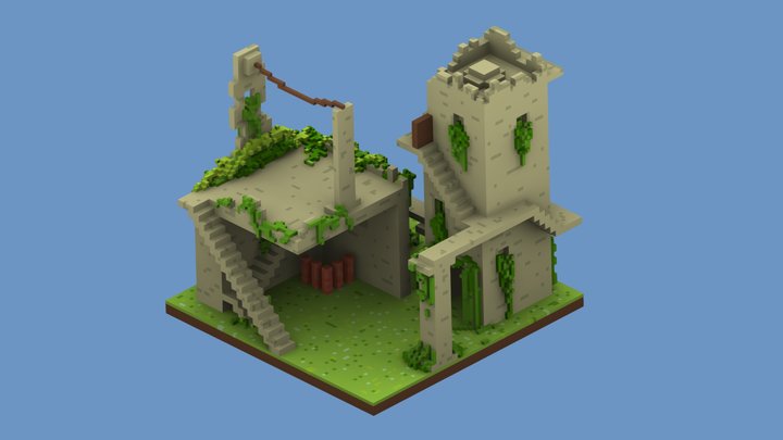 Voxel Island 3D Model