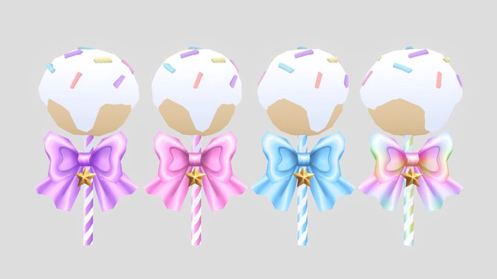 Low Poly Kawaii Cakepops 3D Model