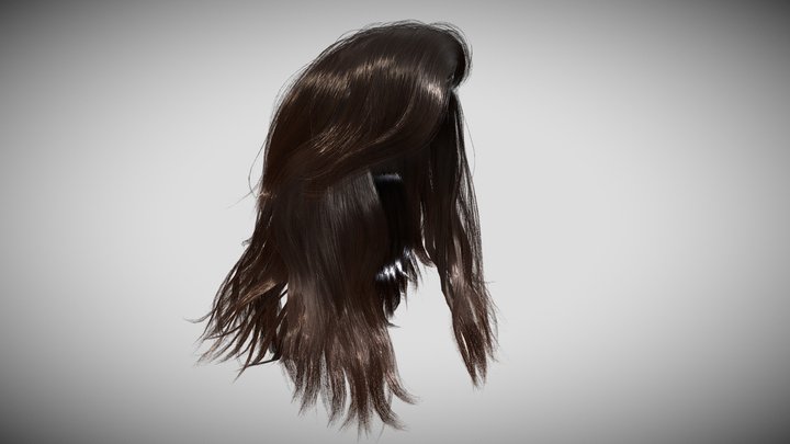 Real Time Hair Card Female Hairstyle part 02 3D Model
