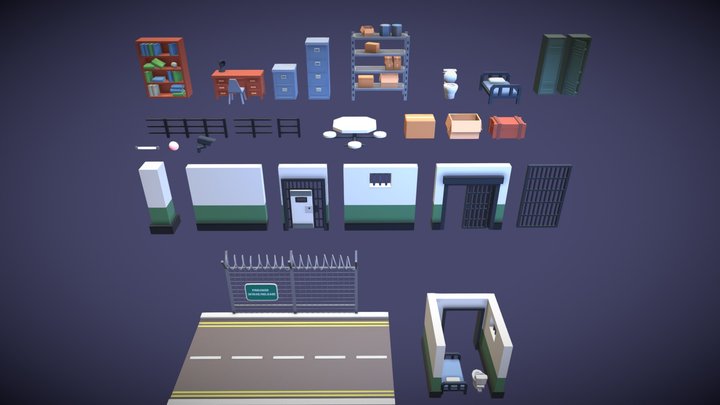 Prison Cell Asset Pack 3D Model