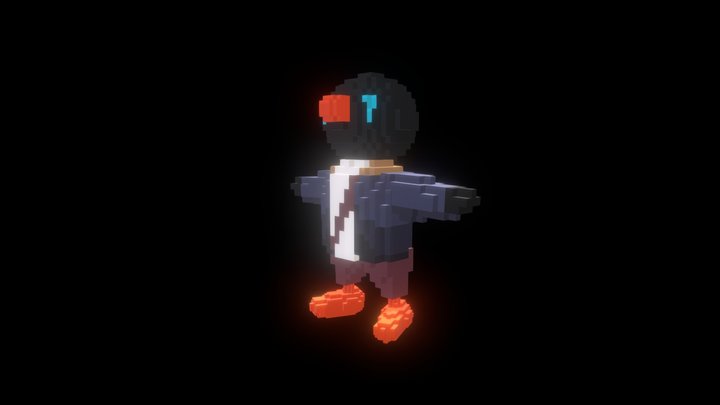 Voxel Penguin Adventurer 3D Model