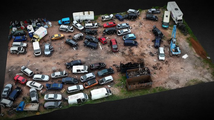 car wrecks abandoned area dronescan 3D Model