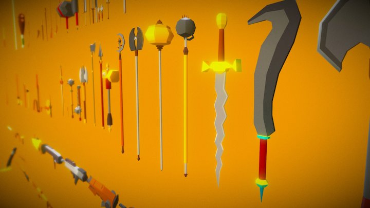 Low Poly Weapons 3D Model