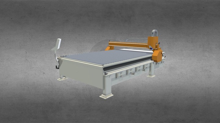 Heavy-Duty Industrial CNC Plasma Cutting Table 3D Model