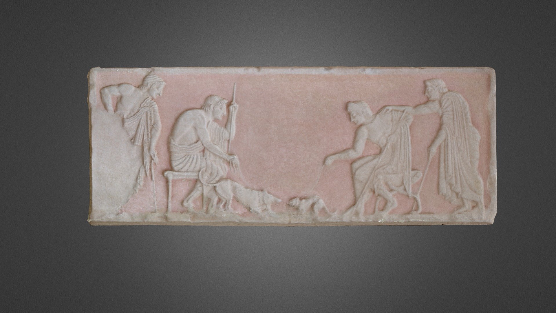 Relieve de lucha entre perro y gato