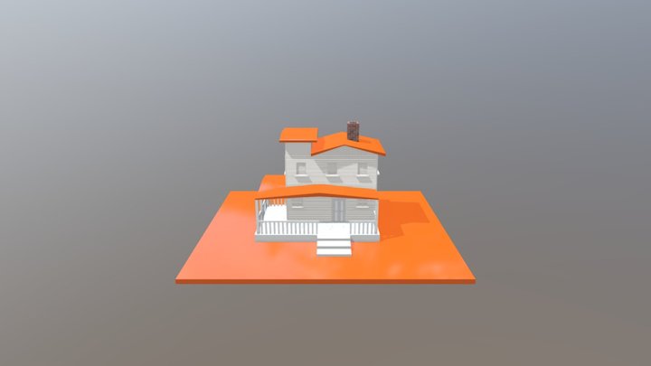 Low-Poly-House-Orange 3D Model