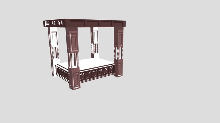 Medieval King Bed 3D Model
