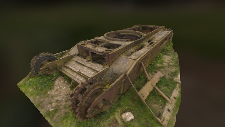 Wrecked WW2 Churchill Tank 3D Model