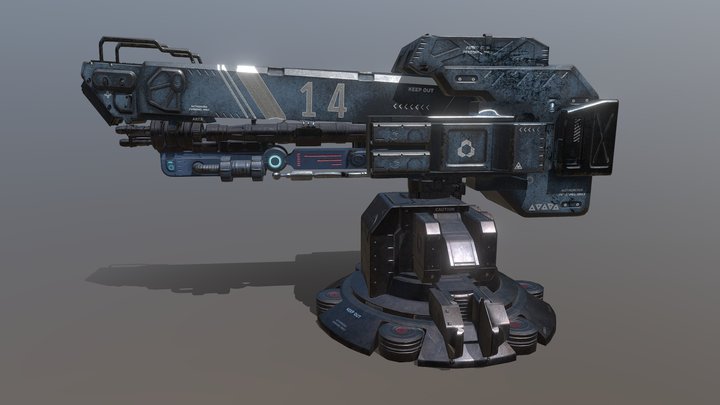 Sci-fi Game Weapon Battery 3D Model