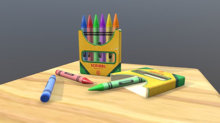 Box of Crayons 3D Model