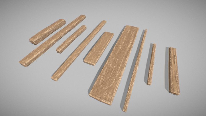 Common Wood Plank Dimensions 3D Model