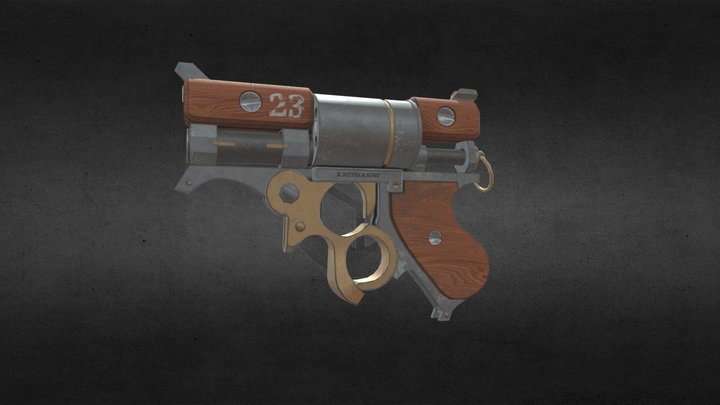 Steampunk revolver 3D Model